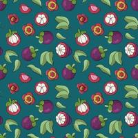 Mangosteen fruit seamless pattern. vector