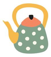 Cute drawn teapot. White background, isolate. Vector illustration.