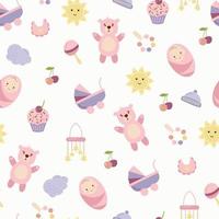 Baby pattern with child's toys, objects. Seamless pattern with baby things.