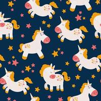 Seamless pattern with cute hand drawn unicorns. Design for fabric, textile, wallpaper vector