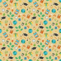 Back to school. Seamless pattern with school elements. Hand-drawn flat style. vector