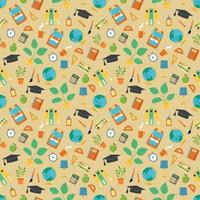 Back to school. Seamless pattern with school elements. Hand-drawn flat style. vector