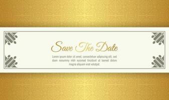 Luxury white and gold  wedding invitation in pattern vector