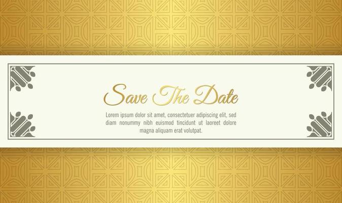 Luxury white and gold  wedding invitation in pattern