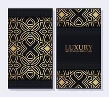 Luxury business card and vintage ornament logo vector template. Retro elegant flourishes ornamental frame design and pattern background