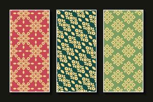 Vintage vertical card pattern set vector
