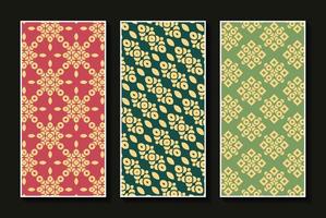 Vintage vertical card pattern set vector