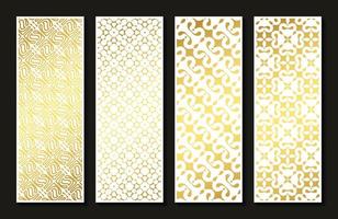 Gold vertical banner with minimal pattern vector