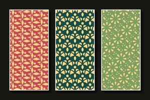 Vintage vertical card pattern set vector