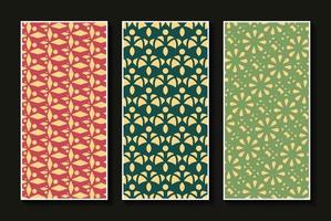 Vintage vertical card pattern set vector