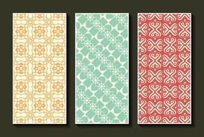Vintage vertical card pattern set vector