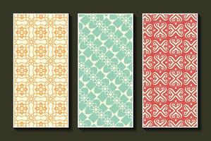 Vintage vertical card pattern set vector