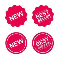 Red new and best seller label. Suitable for design element of e commerce promotion, online shop banner, and best seller badge. vector