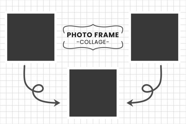 Abstract Three Classic Photos Frame With Square Background