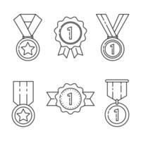 Outlined vector illustration of medal award collection. Suitable for design element of award prize, winner achievement, and the best badge label.