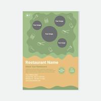 plantilla de diseño de volante de promoción de restaurante con estilo artístico dibujado a mano vector