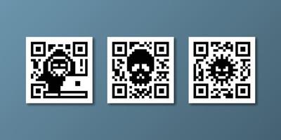 código qr de hackers y delitos cibernéticos, ilustración vectorial vector