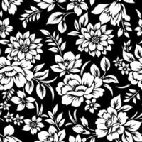papel pintado floral papel pintado floral flores blancas y negras vector
