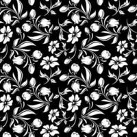 pattern vintage seamless vector floral wallpaper background illustration white black flower