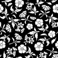 pattern vintage seamless vector floral wallpaper background illustration white black flower