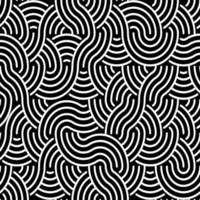 Vector Seamless Black White Irregular Arc Lines Geometric Pattern