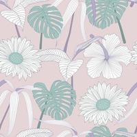 Floral seamless pattern with leaves. tropical background vector