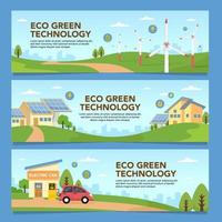 conjunto de banners de tecnología ecológica verde vector