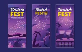 Firework Festival at the Beach Banner Set vector