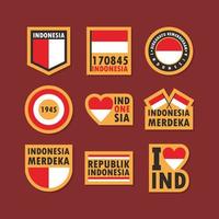 colección de pegatinas del día de la independencia de indonesia vector