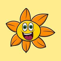 Happy flower cartoon with a vector illustration design