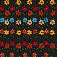 Colorful hand-drawn flowers seamless pattern with vector illustration graphic