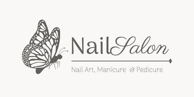 logotipo estético de salón de uñas de mariposa vector