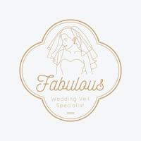 beautiful bridal wedding gown shop logo vector