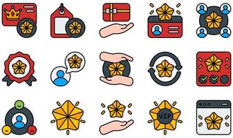 conjunto de iconos vectoriales relacionados con la lealtad del cliente. contiene íconos como tarjeta de lealtad, etiqueta de lealtad, miembro, tarjeta de miembro, membresía, relación y más. vector