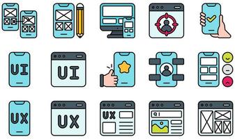 Set of Vector Icons Related to UX And UI. Contains such Icons as Navigation, Prototype, Test, Ui, Ux, Web Design and more.