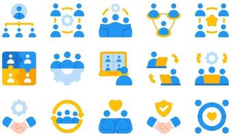 conjunto de iconos vectoriales relacionados con el trabajo en equipo. contiene íconos como estructura, equipo, trabajo en equipo, juntos, confianza, unidad y más. vector