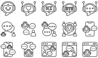 Set of Vector Icons Related to Chatbot. Contains such Icons as Bot, Robot, Chatbot, Chat, Message, Conversation and more.