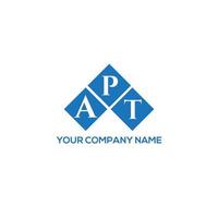 diseño de logotipo de letra apt sobre fondo blanco. concepto creativo del logotipo de la letra de las iniciales apt. diseño de letra apto. vector