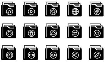 Set of Vector Icons Related to Folders. Contains such Icons as folder, file, document, storage, data, archive and more.
