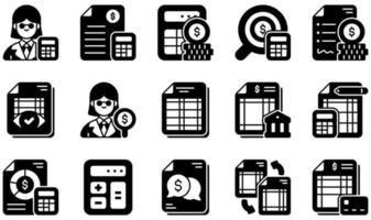 Set of Vector Icons Related to Accounting. Contains such Icons as Accountant, Accounting, Accounts, Audit, Auditor, Bookkeeping and more.