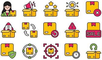 Set of Vector Icons Related to Product Management. Contains such Icons as Product Manager, Quality, Reject, Release, Return, Supply Chain and more.