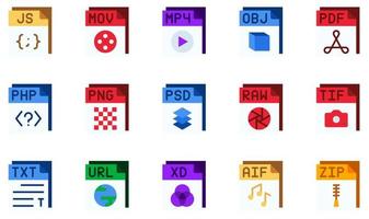 Set of Vector Icons Related to Files. Contains such Icons as Js File, MpPhp File File, Pdf File, Php File, Png File, Psd File and more.