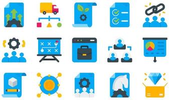 Set of Vector Icons Related to Business Model. Contains such Icons as Development, Distribution, Key Activities, Key Resources, Online Business, Prototype and more.