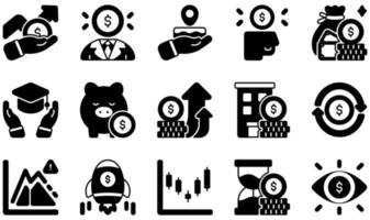 Set of Vector Icons Related to Investment. Contains such Icons as Investment, Investor, Money, Piggy Bank, Real Estate, Stock and more.