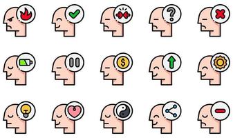 Set of Vector Icons Related to Human Mind. Contains such Icons as Angry, Approved, Conflict, Confused, Disabled, Happiness and more.