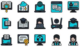 Set of Vector Icons Related to Online Learning. Contains such Icons as Interactive, Learning, Listening, Online Education, Online Learning, Student and more.