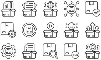 conjunto de iconos vectoriales relacionados con la gestión de productos. contiene íconos como acumulación, flujo de efectivo, canal, costo, demostración, desarrollo y más. vector