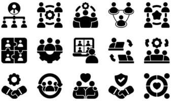 conjunto de iconos vectoriales relacionados con el trabajo en equipo. contiene íconos como estructura, equipo, trabajo en equipo, juntos, confianza, unidad y más. vector