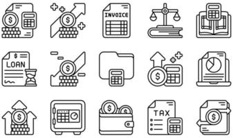 conjunto de iconos vectoriales relacionados con la contabilidad. contiene íconos como finanzas, ingresos, facturas, libro mayor, préstamo, ingresos y más. vector