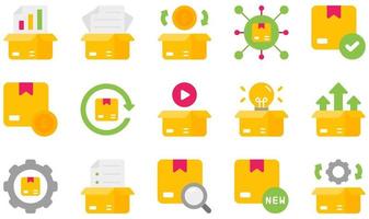 Set of Vector Icons Related to Product Management. Contains such Icons as Backlog, Cash Flow, Channel, Cost, Demonstration, Development and more.